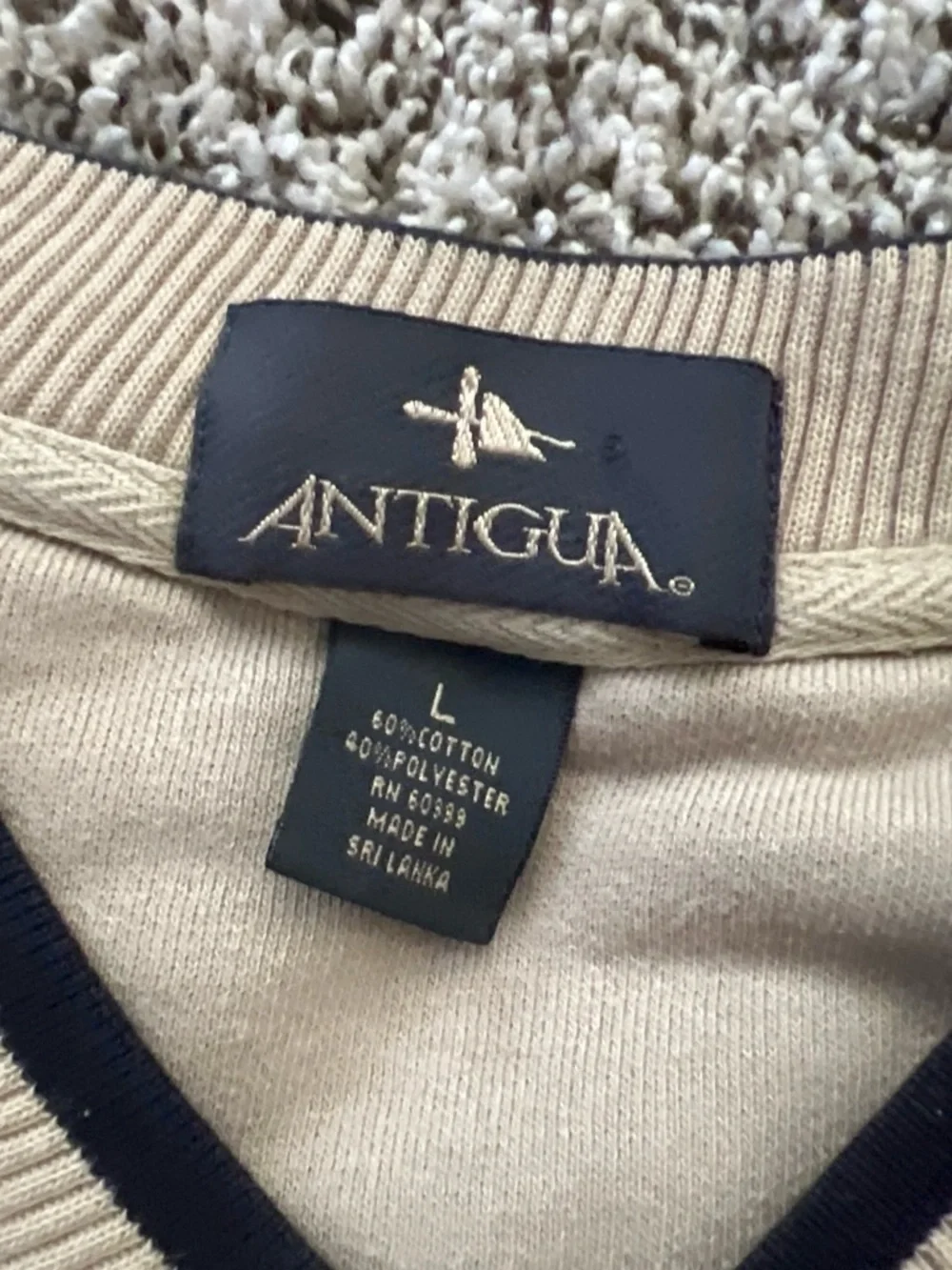 Vintage Antigua ASU V-Neck Sweatshirt Vest in Beige with Maroon & Gold Logo